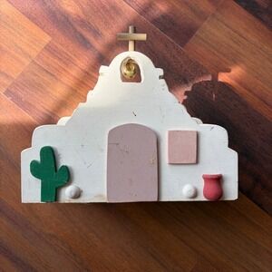 Vintage Southwestern Adobe Mission Church Wooden Napkin Holder Desk Organizer
